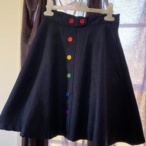 Modcloth Fit and Flare Rainbow Button skirt